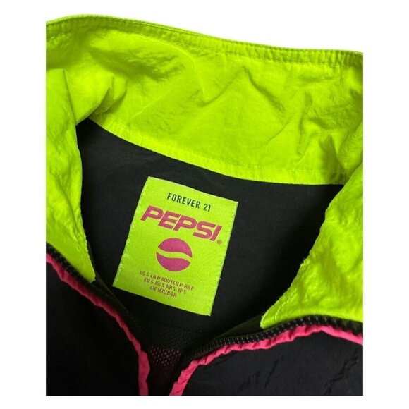PEPSI x Forever 21 Collab Cropped Windbreaker Bright Retro Jacket Womens Small - Picture 4 of 6